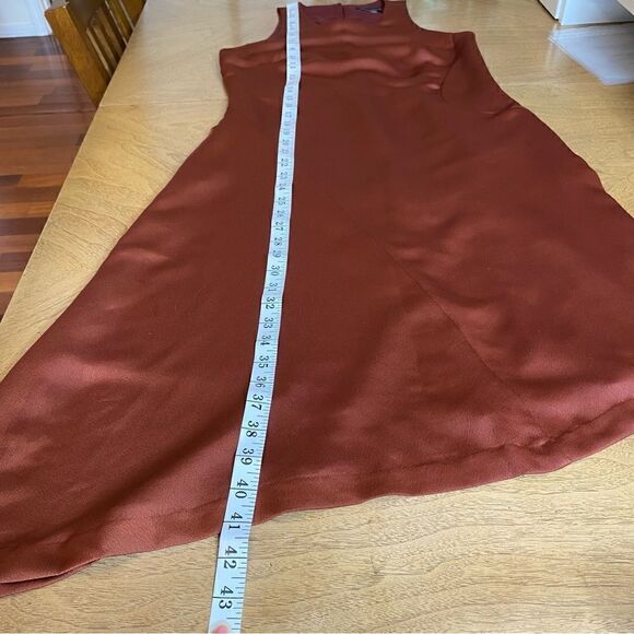 Banana Republic Bias Cut Asymmetrical Brown Rust Sleeveless Midi Dress Size 4 - Picture 10 of 13